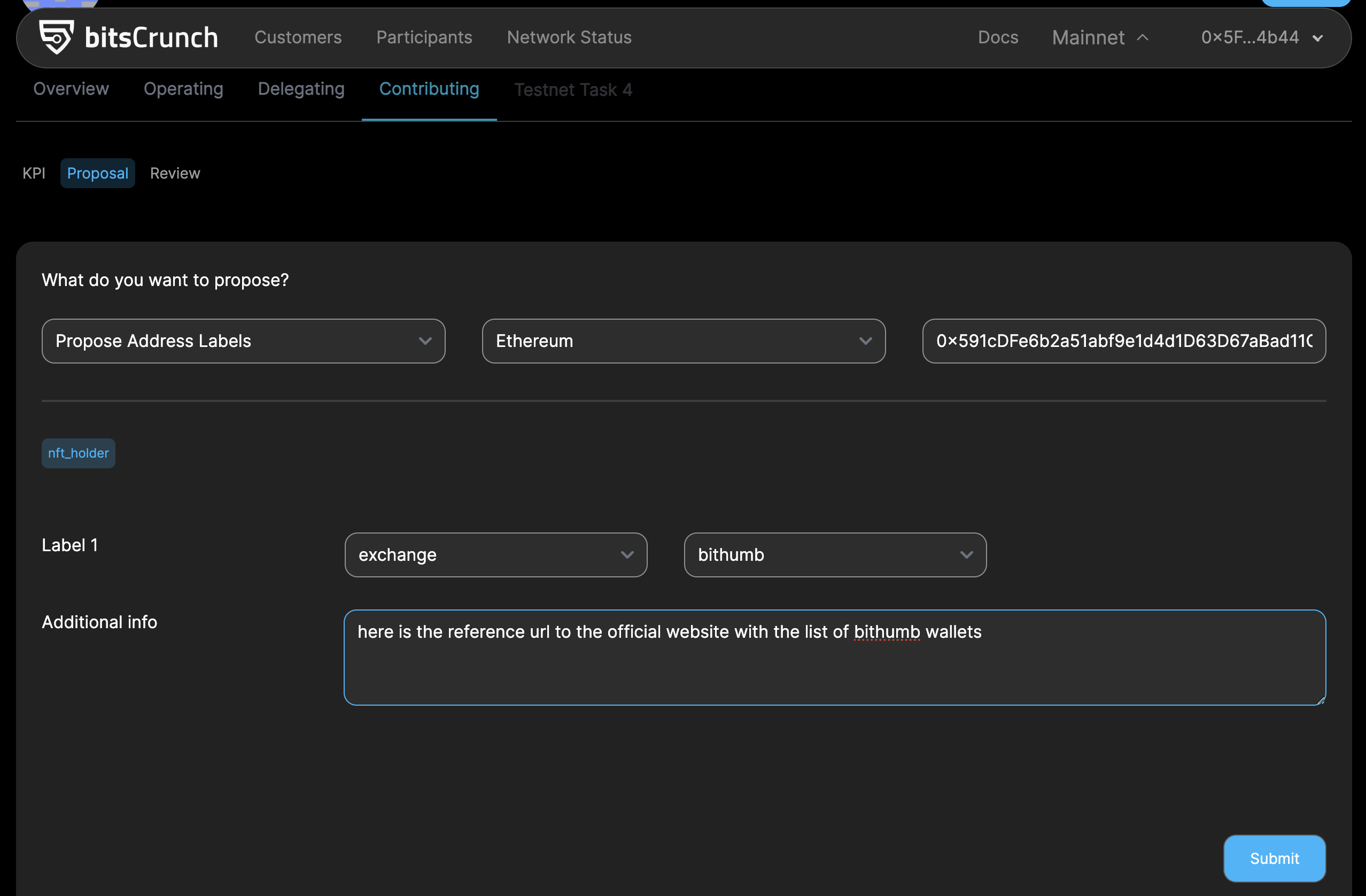 Select the Blockchain the Proposal is for