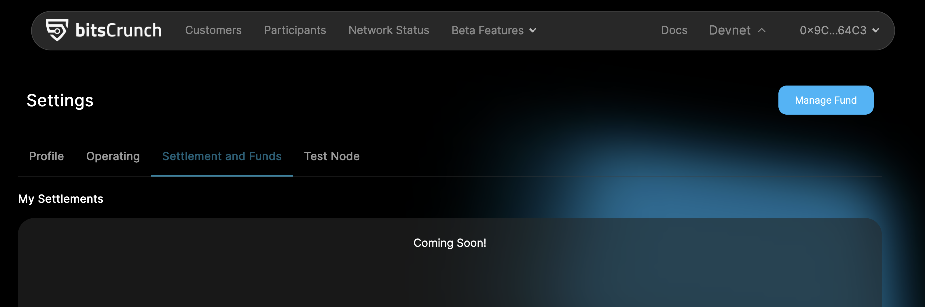 Navigate to Settlement and Funds tab