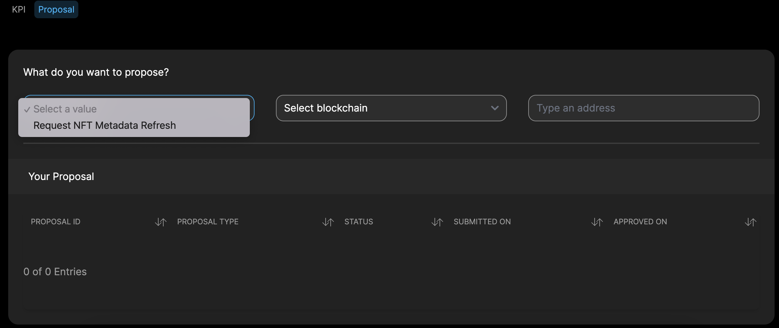 Select a Proposal type