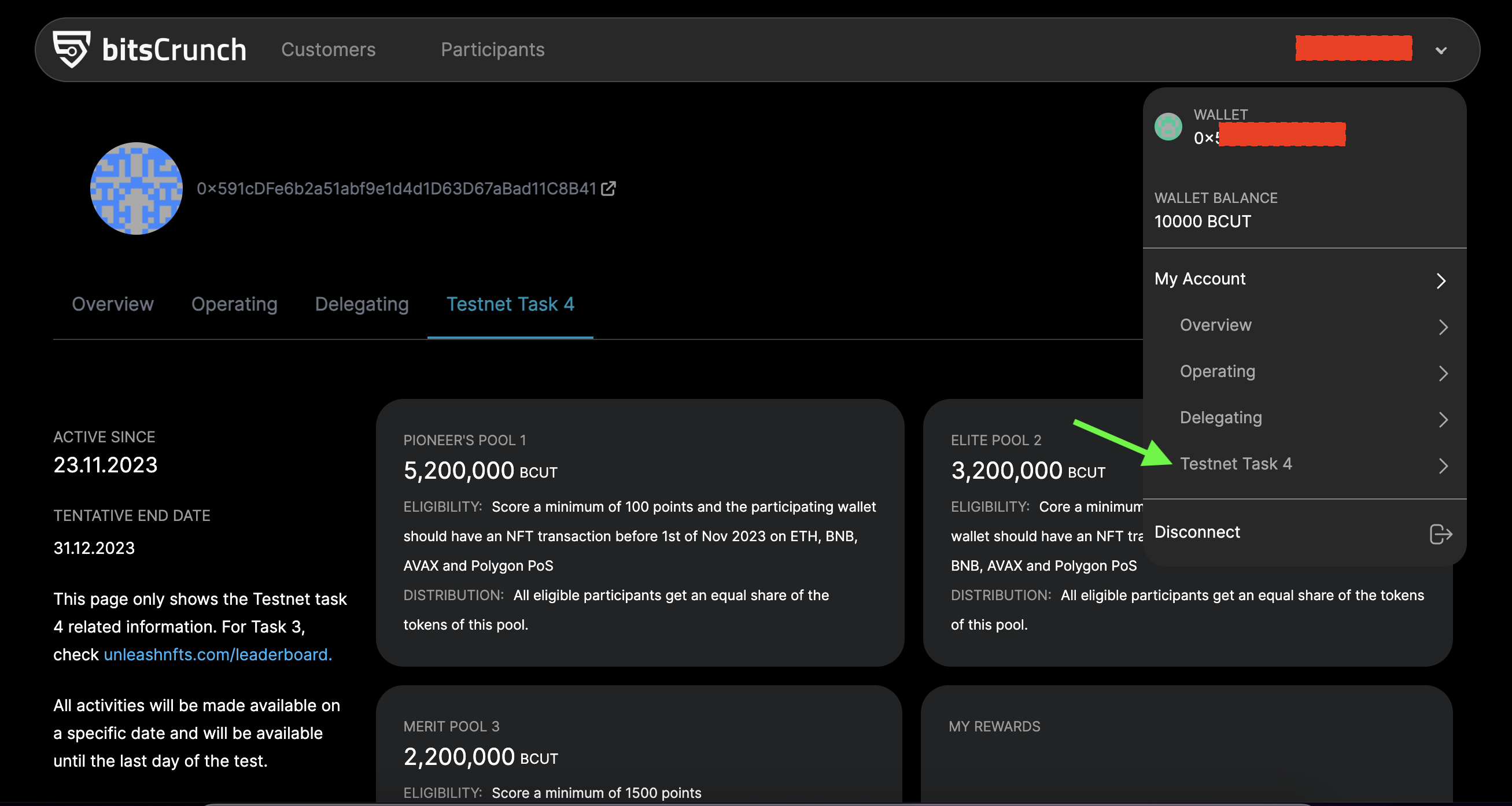 Testnet Task 4 in the bitsCrunch network